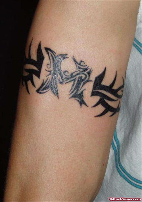 Beautiful Black Tribal Armband Tattoo On Right Bicep