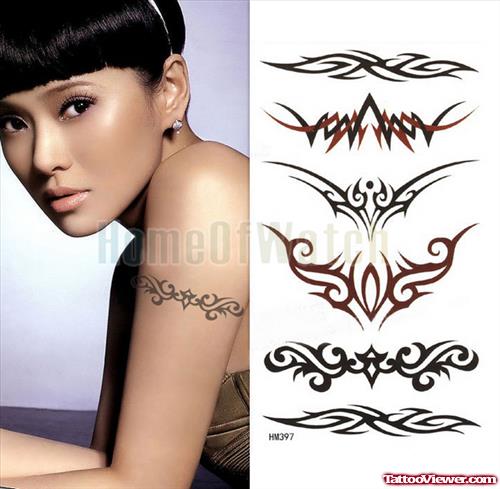 Latest Tribal Armband Tattoos Designs For Girls