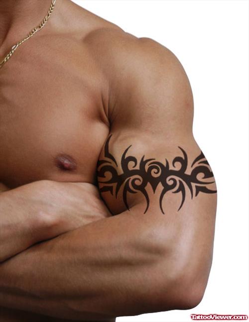 Black Tribal Armband Tattoo For Men