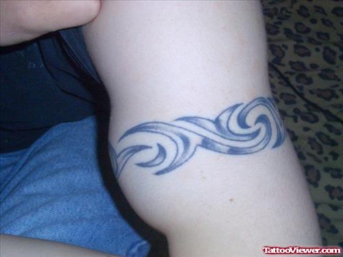 Cool Grey Ink Tribal Armband Tattoo