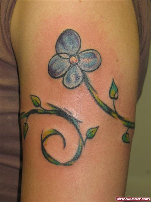 Blue Flower Armband Tattoo On Bicep