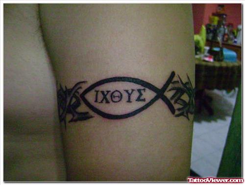 Jesus Fish Armband Tattoo For Men