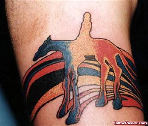 Colored Horse Armband Tattoo