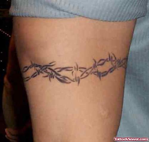 Barbed Wire Armband Tattoo On Bicep