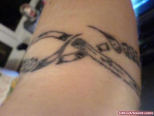 Grey Ink Tribal Armband Tattoo