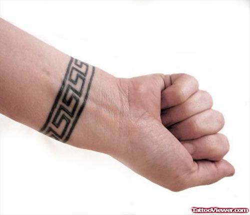 Greek Pattern Armband Tattoo On Wrist
