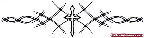 Cross And Tribal Armband Tattoo Design