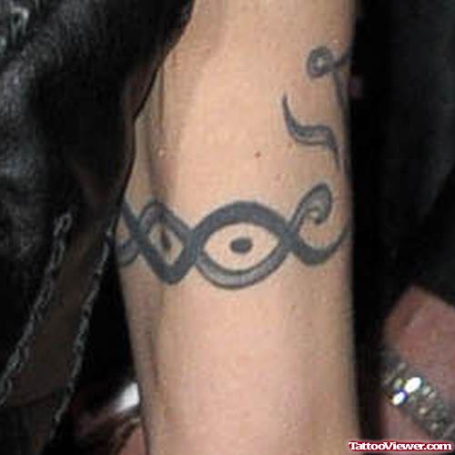 Attractive Grey Ink Tribal Armband Tattoo