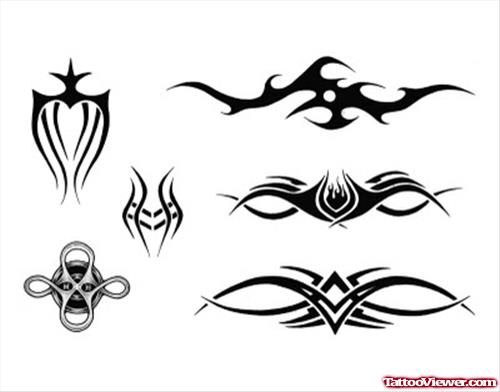 Amazing Black Ink Tribal Armband Tattoos Designs