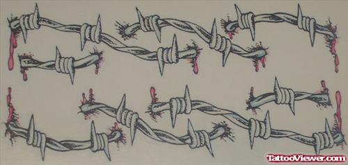 Grey Ink Barbed Wired Armband Tattoos Designs