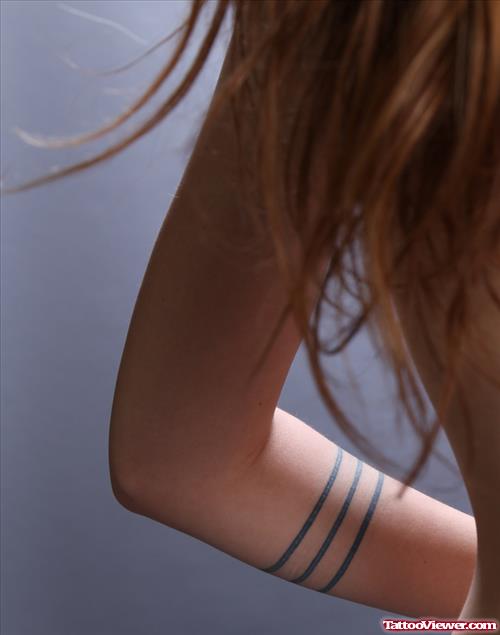 Black Lines Armband Tattoo For Girls