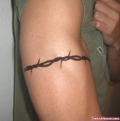 Black Ink Armband Barbed Wire Tattoo