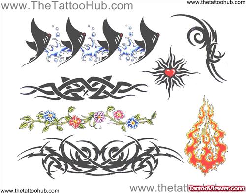 Beautiful Colored Armband Tattoos Designs