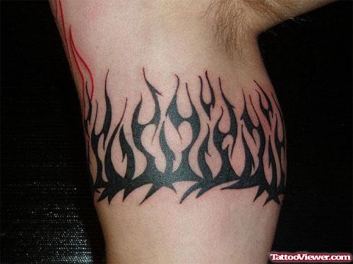 Flaming Tribal Armband Tattoo