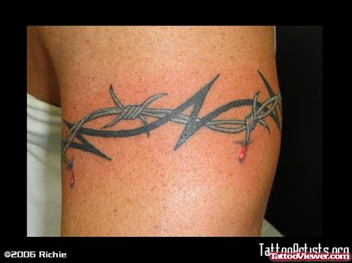 Blue Barbed Wire Armband Tattoo