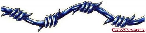Blue Barbed Iron Wire Arm Band Tattoo