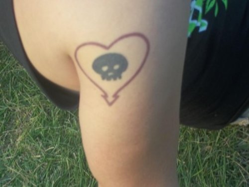 Skull And Heart Armband Tattoo