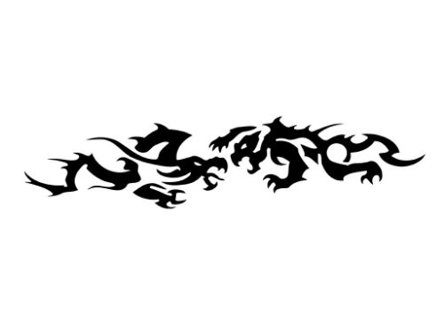 Awesome Black Ink Tribal Dragons Armband Tattoo Design