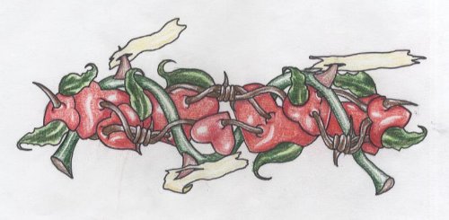 Thorns And Barbed Wire Heart Armband Tattoo Design