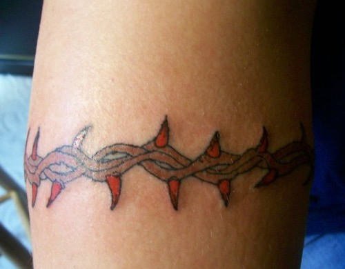 Attractive Color Ink Barbed Wire Armband Tattoo