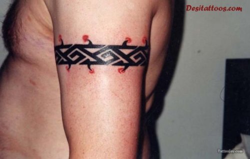 Left Bicep Black Ink Armband Tattoo
