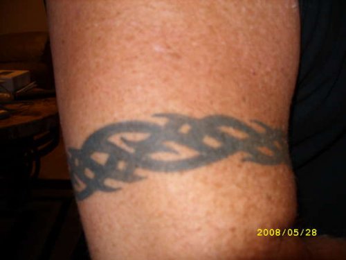Black Ink Tribal Armband Tattoo On Full Sleeve