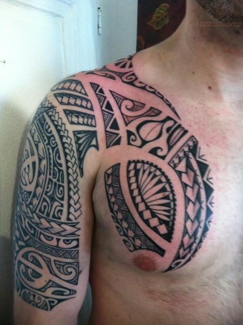 Chest Polynesian Armor Tattoo