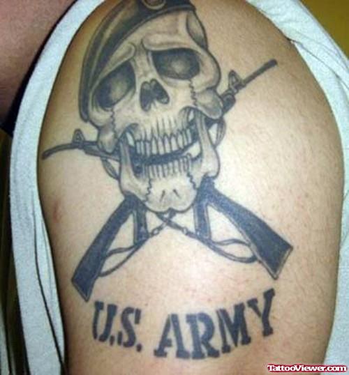 U.S Army Tattoo On Man Left Shoulder
