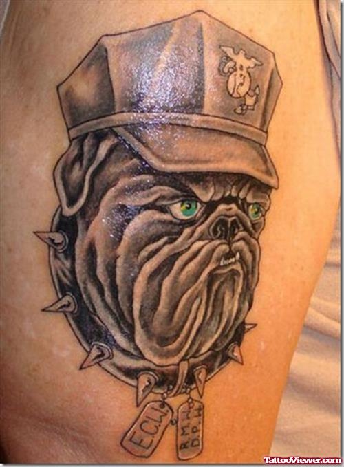 Grey Ink U.S Army Tattoo On Side