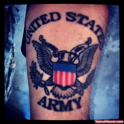 Cute Grey Ink Army Tattoo On Sleeve