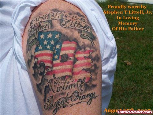 Colored Us Army Tattoo On Left Bicep