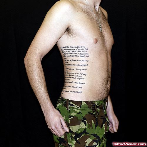 Beautiful Army Tattoo On Man Side Rib