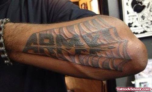 Army Tattoo On Left Arm