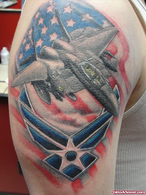 Army Airforce Tattoo On Half Sleeve