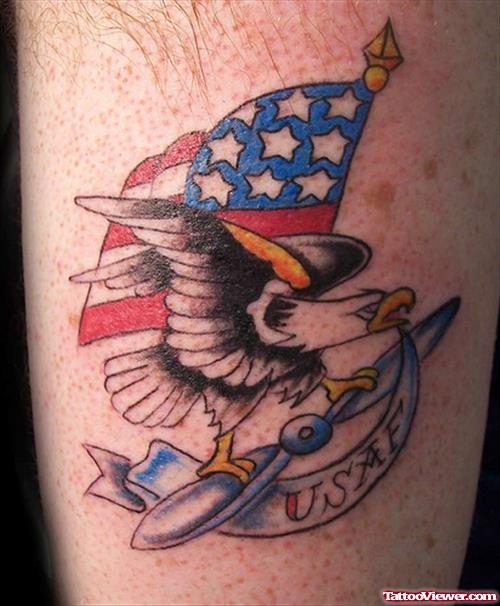 Color Ink Flying Us Army Eagle Tattoo