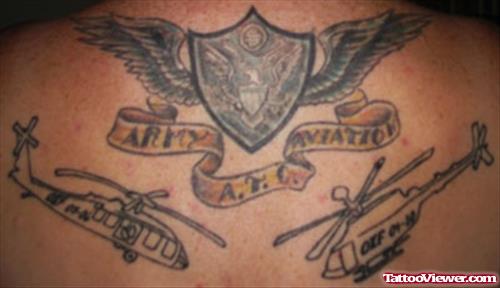 Attractive Army Tattoo On Upperback