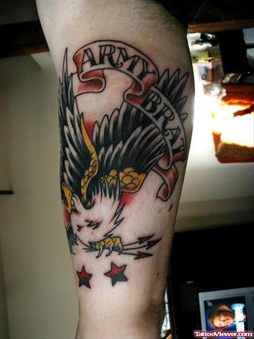 Banner And Flying Eagle Army Tattoo