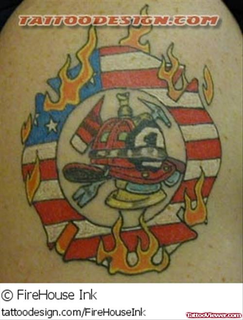 Flaming Army Logo Tattoo