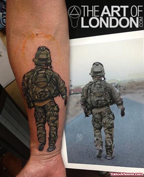 Army Soldier Tattoo On Forearm
