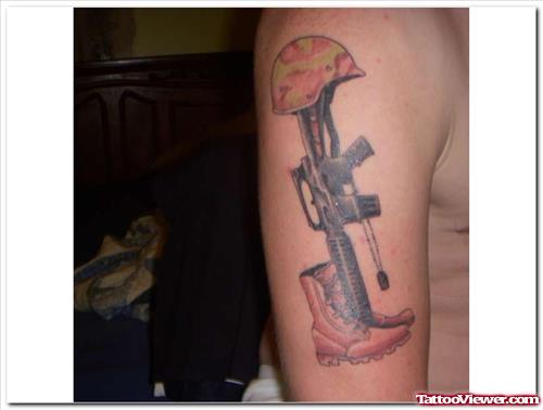 Unique Army Tattoo On Right Half Sleeve