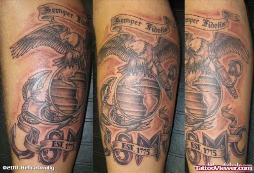 Grey Ink Us  Army Tattoo