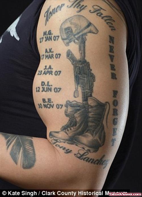 Army Tattoo On Left Sleeve