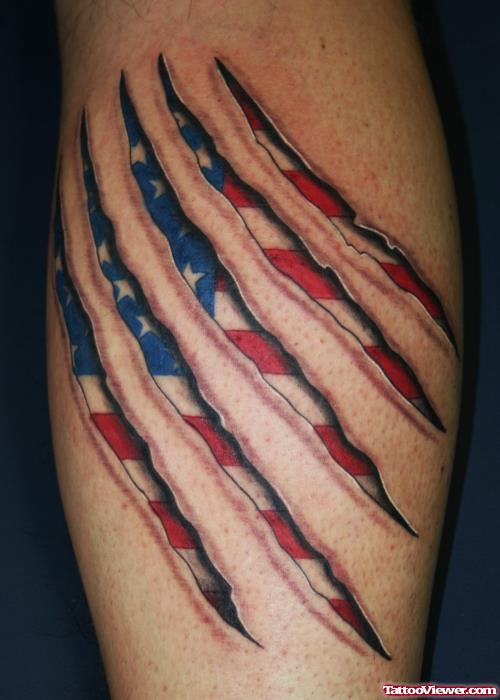 Ripped Skin Army Flag Tattoo