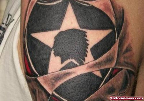 Native Head Star Army Logo Tattoo