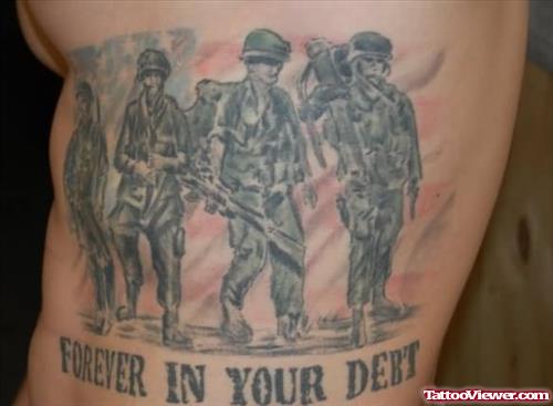 Grey Ink Army Soldiers Tattoos