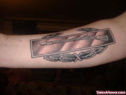 Best Grey Ink Army Tattoo On Right forearm