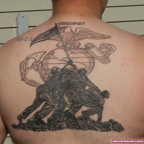 Army Victory Tattoo On Back