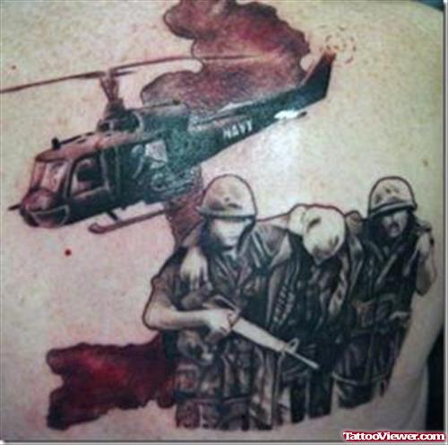 Army Tattoo On Back Body