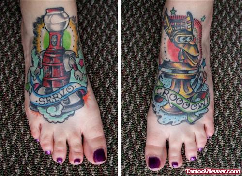 Colored Army Tattoos On Feet