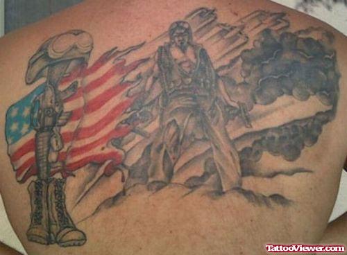 Attractive Army Tattoo On Man Back